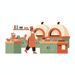 Person walking through a commercial kitchen